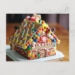 Colourful Christmas Gingerbread House Holiday Postcard