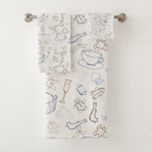 Colourful christmas Gingerbread Man and santa Bath Towel Set