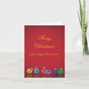 Colourful Christmas Glitter Ornaments Holiday Card