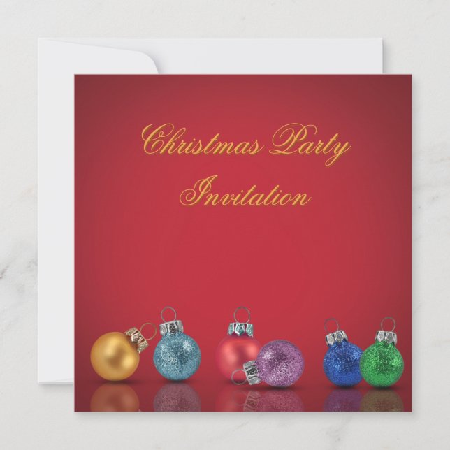 Colourful Christmas Glitter Ornaments Invitation (Front)