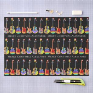 Colourful Christmas Guitar Personalised  Tissue Paper