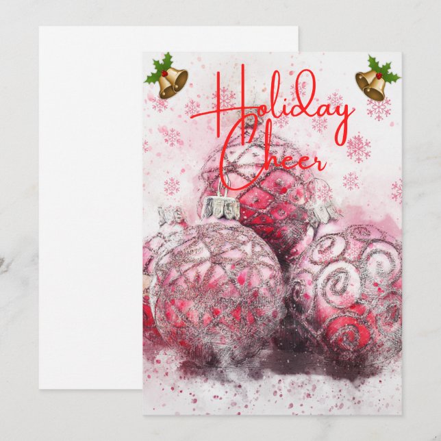Colourful Christmas Holiday Cheer   Card (Front/Back)