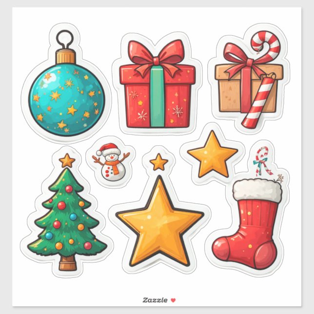 🎄 Colourful Christmas Holiday Elements Set ✨ (Sheet)