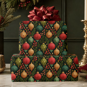 Colourful Christmas Holiday Ornament Wrapping Paper