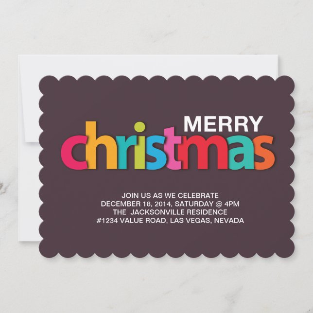 colourful christmas holiday party invitation (Front)