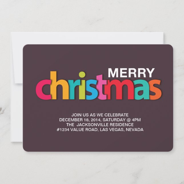 colourful christmas holiday party invitation (Front)