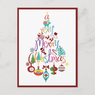 Colourful Christmas Holiday Tree Postcard