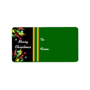 Colourful Christmas Light Border Personalised Label