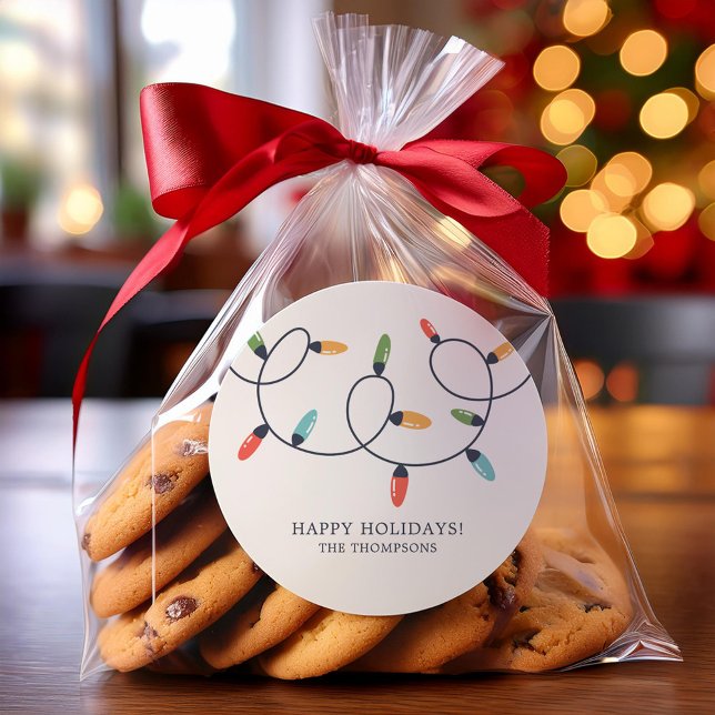 Colourful Christmas Lights Classic Round Sticker (Creator Uploaded)