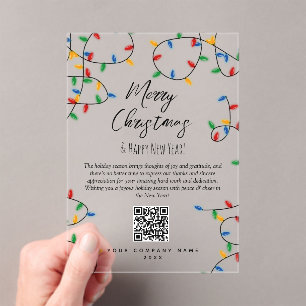 Colourful Christmas Lights Company Business QR Cod Acrylic Invitations