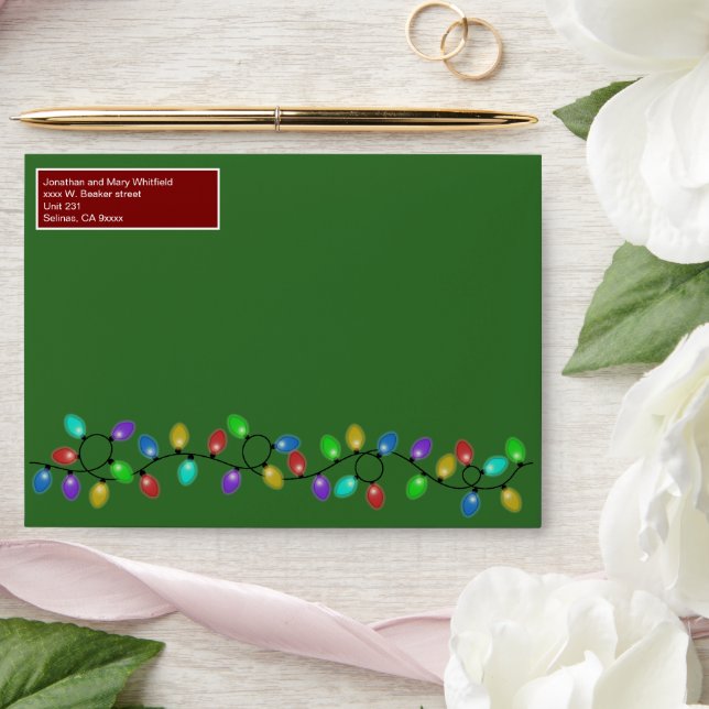 Colourful Christmas Lights  Envelope (Wedding)