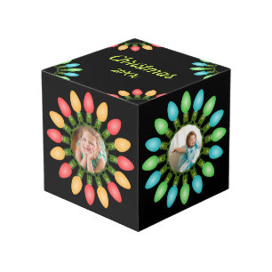 Colourful Christmas Lights Graphic Photo Cube