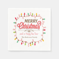Colourful Christmas Lights Holiday Paper Napkins