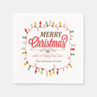 Colourful Christmas Lights Holiday Paper Napkins