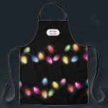 Colourful Christmas Lights Monogram  Apron<br><div class="desc">Our ''Colourful Christmas Lights Holiday'' collection brings together festive elements such as christmas lights with chic and elegant fonts on a simple dark background.</div>