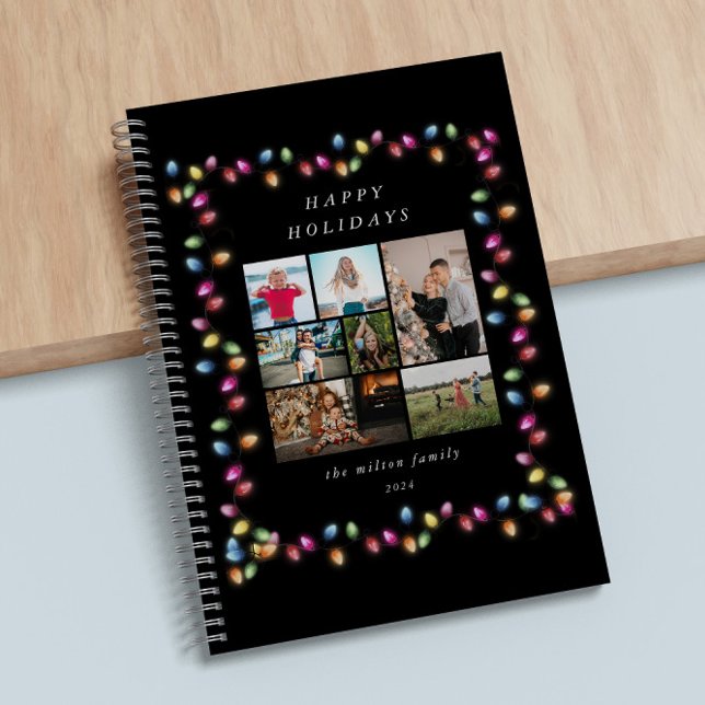 Colourful Christmas Lights Multiple Photos Noteboo Notebook (Creator Uploaded)