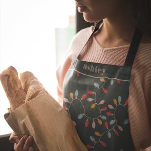 Colourful Christmas Lights Personalised Holiday Apron