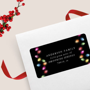 Colourful Christmas Lights Return Address Label