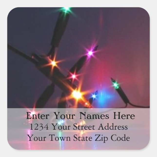 Colourful Christmas Lights Return Address Label (Front)