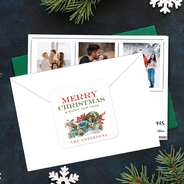 Colourful Christmas Name  Vehicle Merry Christmas Square Sticker (Colorful Christmas Name Vehicle Merry Christmas Square Sticker)