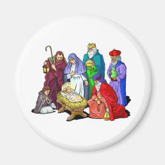 Colourful Christmas Nativity Scene Magnet