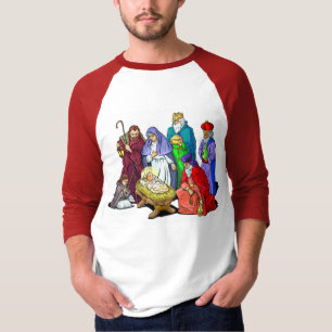 Colourful Christmas Nativity Scene T-Shirt