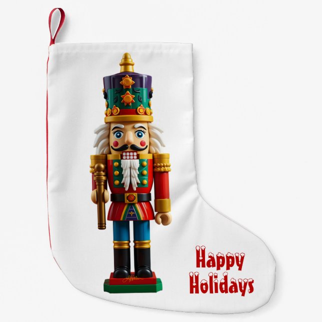 Colourful Christmas Nutcracker Toy Small Christmas Stocking (Front)