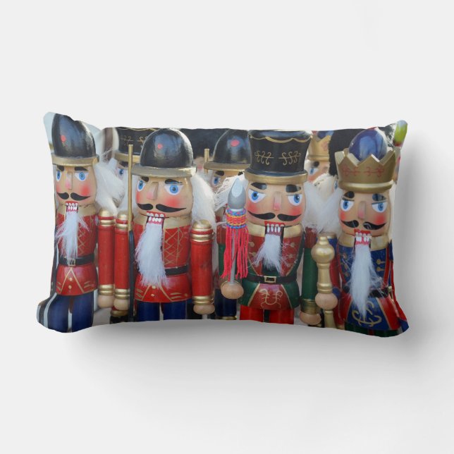Colourful christmas nutcrackers lumbar cushion (Front)