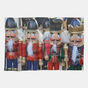 Colourful christmas nutcrackers tea towel