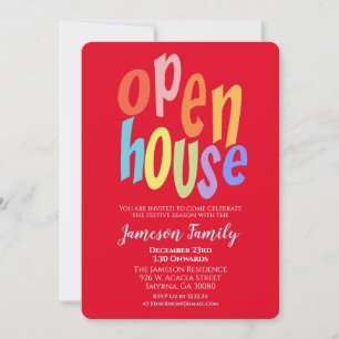 Colourful Christmas Open House Party Invitation