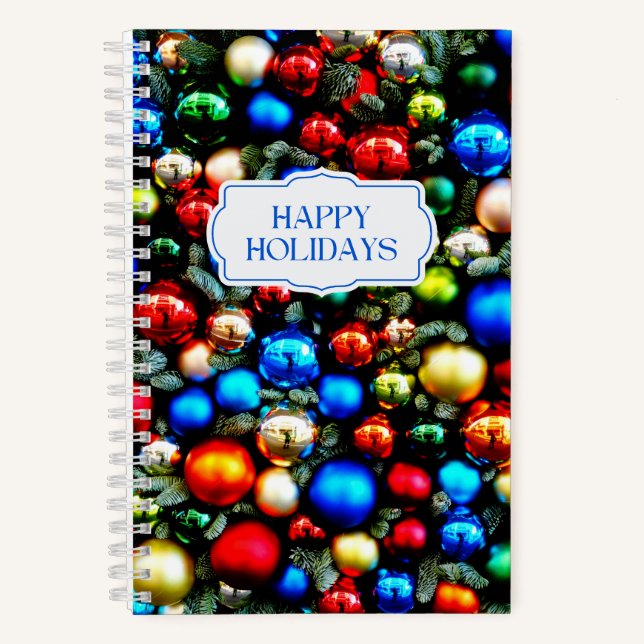 Colourful Christmas Ornament Notebook (Front)
