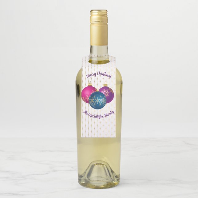 Colourful Christmas Ornaments Bottle Tag (On Bottle)