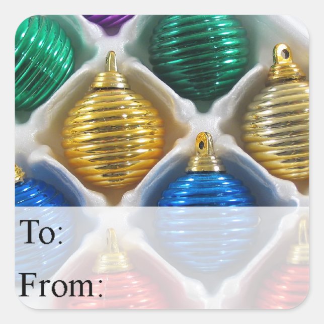 Colourful Christmas Ornaments Gift Tag (Front)