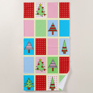 Colourful Christmas Pattern Beach Towel
