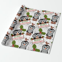 Colourful Christmas Pattern Cute Penguin