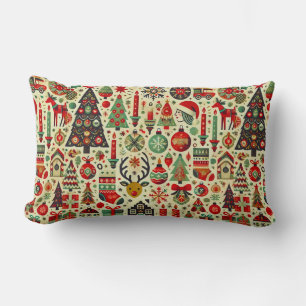 Colourful christmas pattern lumbar cushion