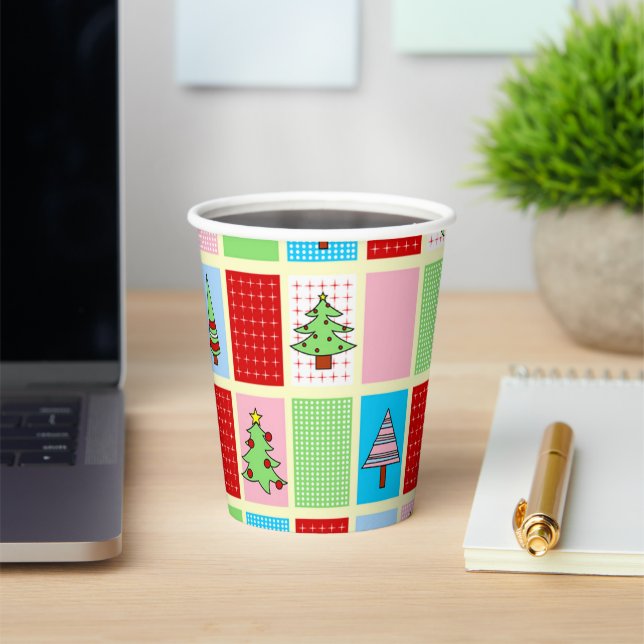 Colourful Christmas Pattern Paper Cups (Insitu)