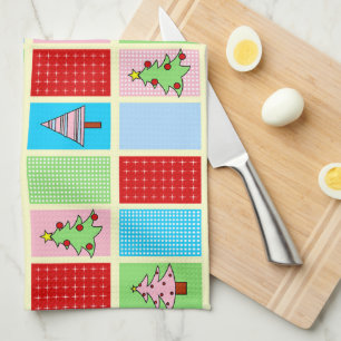 Colourful Christmas Pattern Tea Towel