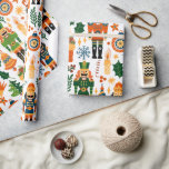 Colourful Christmas Pattern With Nutcrackers Wrapping Paper<br><div class="desc">Cute and colourful Christmas nutcrackers with other holiday symbols in a seamless pattern on a white background.</div>