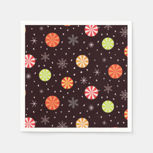 Colourful Christmas Peppermint Candy and Snowflake Napkin