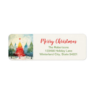 Colourful Christmas Pine Trees Return Address Labe