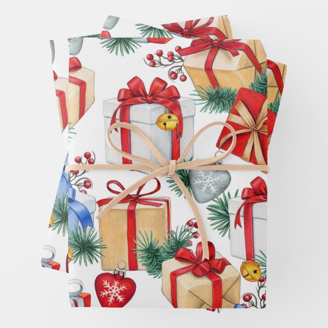 Colourful Christmas Presents Wrapping Paper Sheet (In situ)