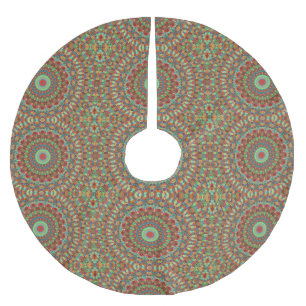 Colourful Christmas Quilt Red Blue Green Pattern Brushed Polyester Tree Skirt