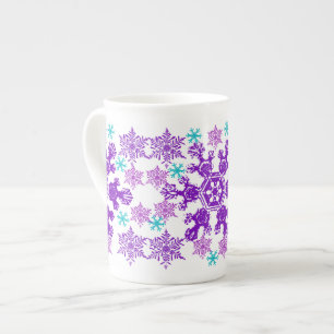 Colourful Christmas Snowflake Bone China Mug