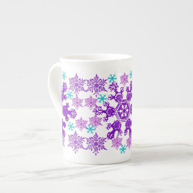 Colourful Christmas Snowflake Bone China Mug (Front Left)