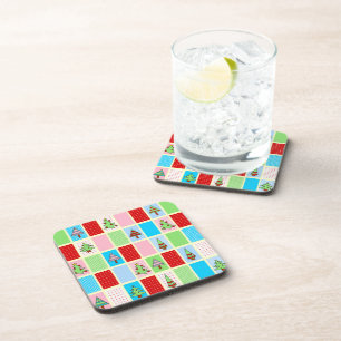 Colourful Christmas Squares Coaster