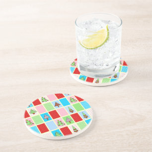 Colourful Christmas Squares Coaster