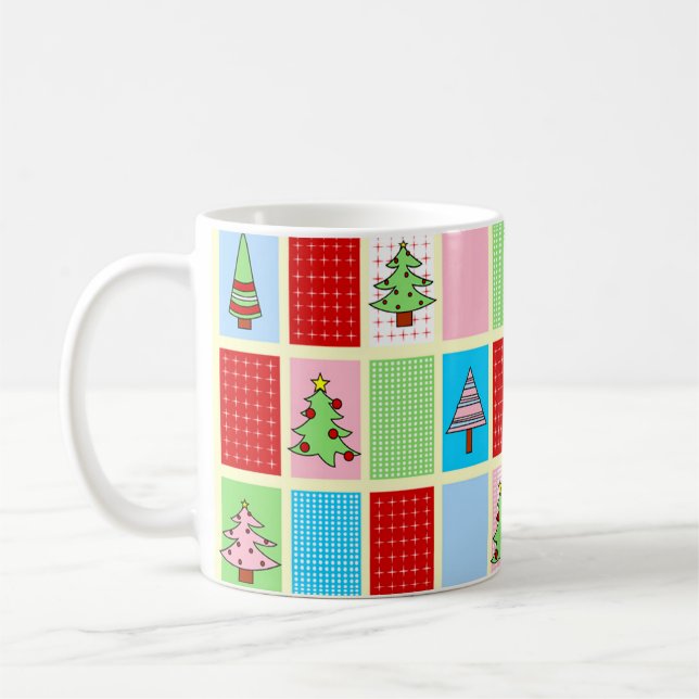 Colourful Christmas Squares Coffee Mug (Left)