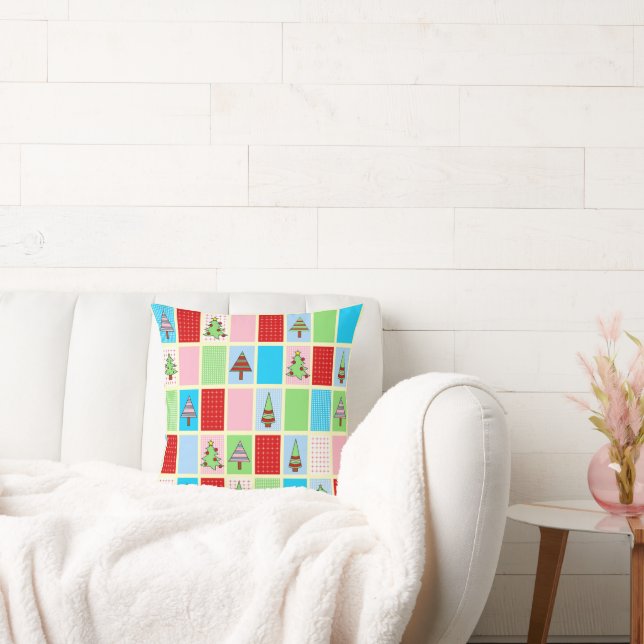 Colourful Christmas Squares Cushion (Couch)