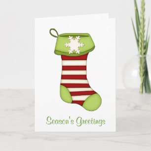 Colourful Christmas Stocking+Wreath Holiday Card